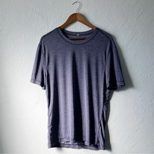 Lululemon Shirt Mens Gray Blue Short Sleeve Athleisure Gym Casual Fitness Logo L
